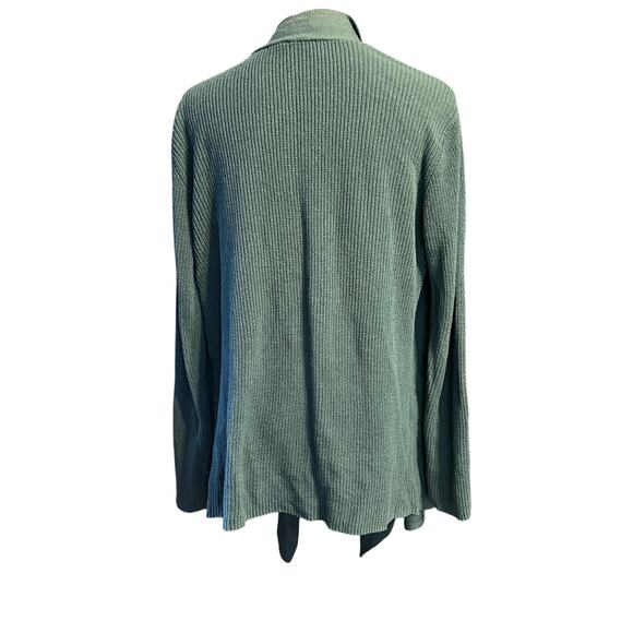 Eileen Fisher Women's Green Knit Open Front Waterfall Cardigan. Size Medium - Picture 2 of 7